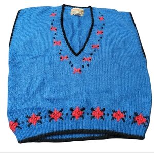 VINTAGE! TANGIERS V-Neck Hand Knit Sleeveless Chunky Sweater Vest